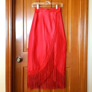 Red Western Leather Skirt